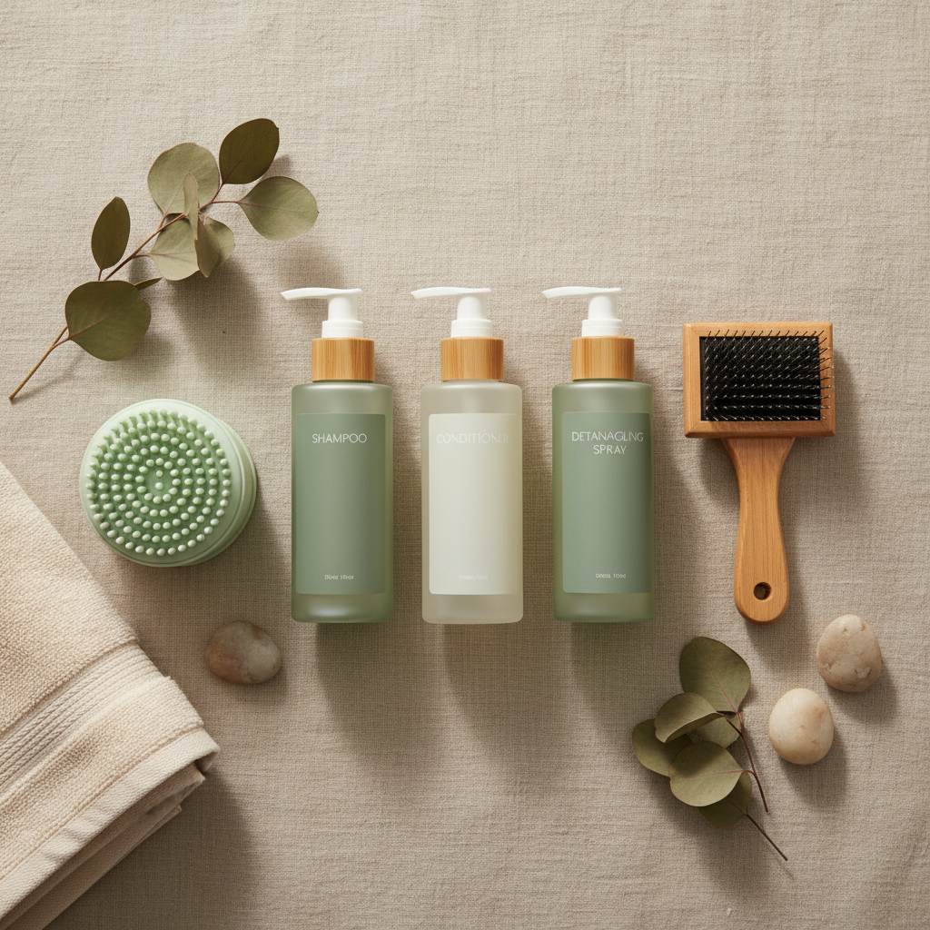 Dog Grooming Products Flat Lay