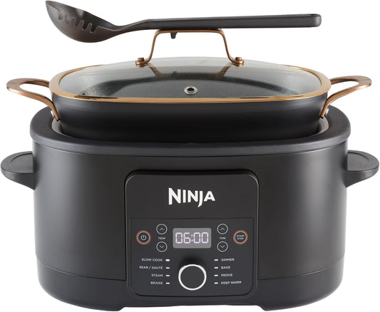 Ninja Foodi PossibleCooker 8-in-1 slow cooker in black and copper with 8L capacity, kitchen appliance for versatile cooking