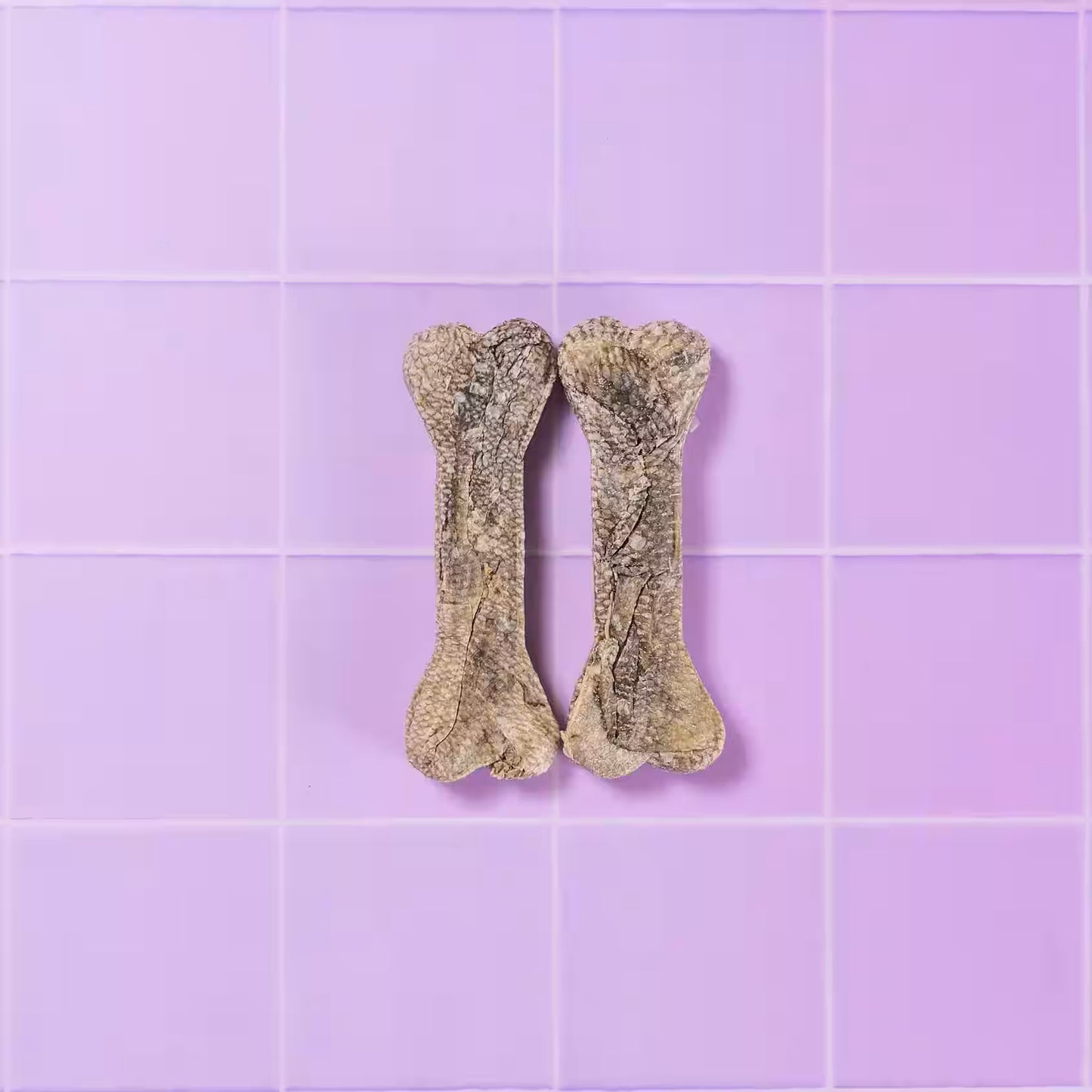Pooch & Mutt Fish Hide Dog Treats, healthy chews for digestion, shown in a 90g package with fish hide treats on a white background.