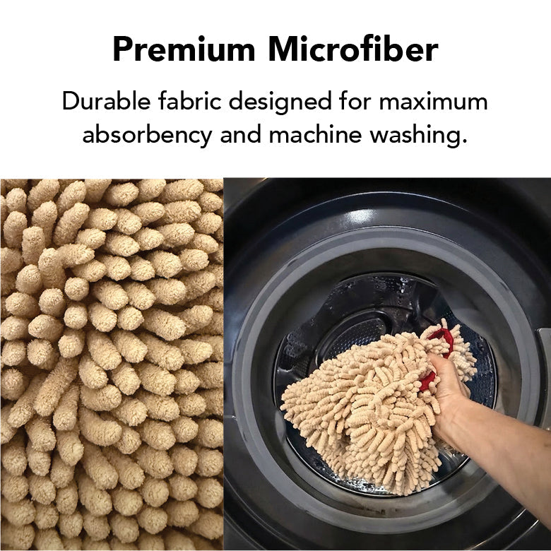 Beige microfiber dog and cat drying towel from Pride + Groom for quick pet grooming and drying.