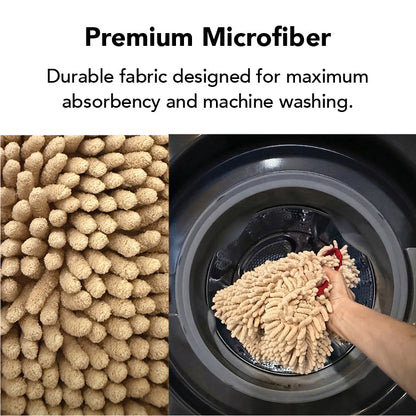 Beige microfiber dog and cat drying towel from Pride + Groom for quick pet grooming and drying.