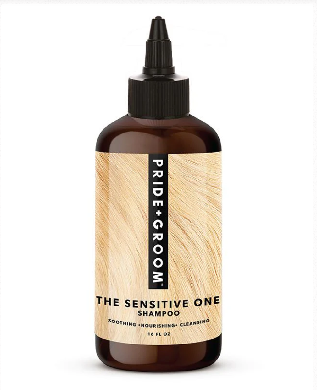 Hypoallergenic Pride + Groom Sensitive Dog Shampoo in a bottle, gentle formula for dogs and puppies with sensitive skin